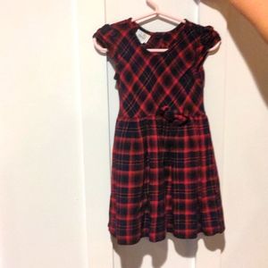 3T Satin lined red plaid dress